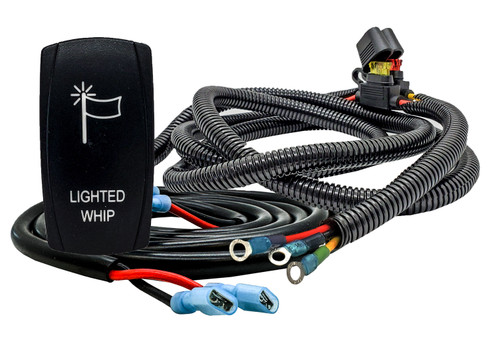 12ft. Power Busbar Distribution Block Wire Harness Kit with LIGHTED WHIP On/Off Rocker Switch Compatible with Can-Am Maverick X3 Max RS Turbo RR Sport Trail Defender Commander