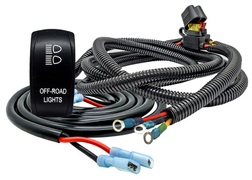 10 ft. Power Busbar Wire Harness Plug & Play with Laser-Etched OFF-ROAD LIGHTS On/Off Rocker Switch Compatible with Can-Am Maverick X3 RS Turbo R Defender 2018 - 2025