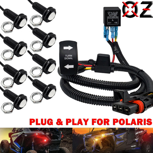 Turn Signal Kit Amber & Red LED Bolt-Beam with Plug & Play Power Bus Bar Wire Harness Compatible with Polaris Pulse RZR Pro Ranger Crew XP 2018-2023