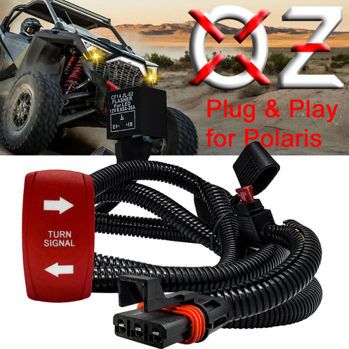  Turn Signal On/Off/On Red Plate Rocker Switch with Pulse Power Busbar Plug Wire Harness Compatible with Polaris Pulse RZR Pro Ranger Crew XP 2018-2023