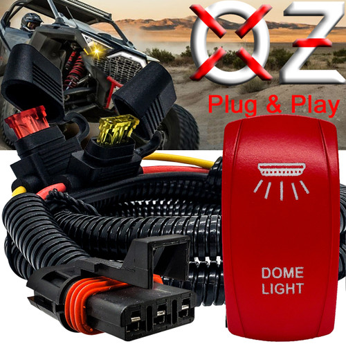 Dome Lights On/Off Red Rocker Switch with Power Busbar Plug Harness Compatible with Polaris Pulse Power Busbar RZR Pro Ranger Crew XP 2018-2023
