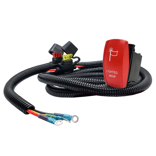 Lighted Whip On/Off Red Rocker Switch with Power Distribution Block Wire Harness Compatible with Can-Am Maverick X3 Max RS Turbo RR Sport Trail Defender Commander
