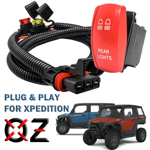 Pulse Power Bus Bar Plug & Play Wire Harness with On/Off Red Rocker Switch for Rear Chase Lights Compatible with 2024 Polaris XPEDITION XP ADV Ultimate Northstar Premium