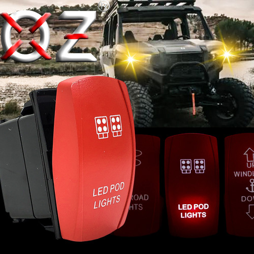 Lighted Whip On/Off Red Rocker Switch 4-Pin for Trucks UTV Golf
