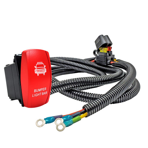 Bumper Light Bar On/Off Red Rocker Switch with Power Busbar Distribution Block Wire Harness Compatible with Can-Am Maverick X3 Max RS Turbo RR Sport Trail Defender Commander