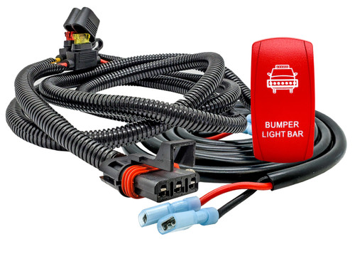 10 ft. Pulse Power Bus Bar Plug Wiring Harness with Bumper Light Bar On/Off Red Rocker Switch Compatible with Polaris XPEDITION XP ADV