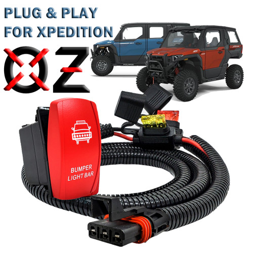 6' Pulse Power Bus Bar Plug Wire Harness with On/Off Red Rocker Switch for Bumper Lights Compatible with 2024 Polaris XPEDITION XP ADV Ultimate Northstar Premium