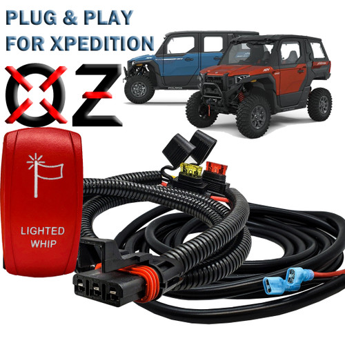 10ft. Pulse Power Bus Bar Plug Wire Harness with On/Off Red Rocker Switch for Whip Lights Compatible with 2024 Polaris XPEDITION XP ADV Ultimate Northstar Premium