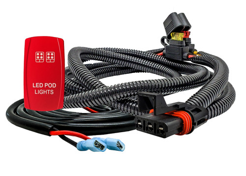10' Pulse Power Bus Bar Plug Wire Harness with LED POD LIGHTS On/Off Red Rocker Switch Compatible with Polaris XPEDITION XP ADV