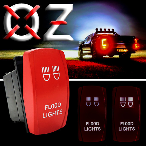 Strobe Lights On/Off Rocker Switch 4-Pin Laser Etch Red Plate for