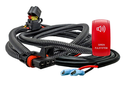 10 ft. Pulse Power Bus Bar Plug Wire Harness with Siren PA System On/Off Red Rocker Switch Compatible with Polaris RZR XPEDITION XP ADV