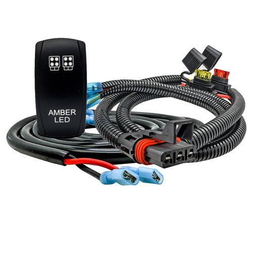 10ft. Pulse Power Busbar Plug Wiring Harness with Laser-etched AMBER LED On/Off Rocker Switch Compatible with Polaris Pulse Power Busbar RZR Pro Ranger Crew XP 2018-2025
