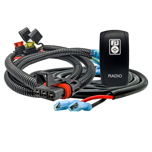 Pulse Power Busbar Plug Wiring Harness with Laser-Etched RADIO On/Off Rocker Switch Compatible with Polaris RZR Pro Ranger Crew XP General