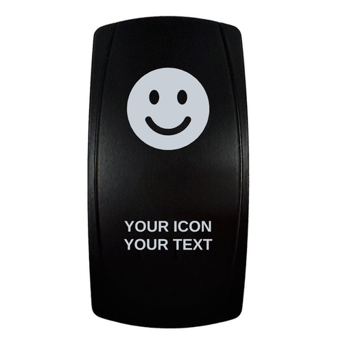 Switch Builder On/Off Rocker – Custom Laser-Engrave | 4-Pin 20A SPST | Blue LED Backlit | Waterproof | 12V–48V