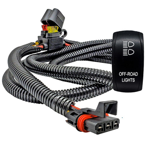 OFF-ROAD LIGHTS On/Off Rocker Switch with Pulse Power Bus Bar Plug Wire Kit Compatible with Polaris RZR Pro General Ranger Crew XP 2018-2026