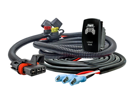 Plug-and-Play Pulse Power Busbar Plug 3-Wire Harness LIGHT BAR On/Off Rocker Switch for Dual-Function LED Lights  Compatible with Polaris RZR PRO XP Ranger General ADV 2018–2026