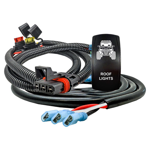 Plug-and-Play Pulse Power Busbar Plug 3-Wire Harness ROOF LIGHTS On/Off Rocker Switch for Dual-Function LED Lights  Compatible with Polaris RZR PRO XP Ranger General ADV 2018–2026