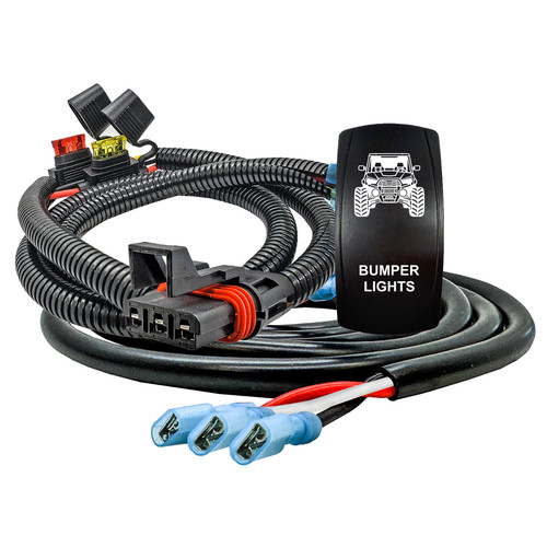 Plug-and-Play Pulse Power Busbar Plug 3-Wire Harness BUMPER LIGHTS On/Off Rocker Switch for Dual-Function LED Lights  Compatible with Polaris RZR PRO XP Ranger General ADV 2018–2026