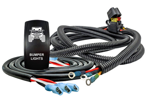 Plug-and-Play Power Distribution Block 3-Wire Harness with Bumper Lights On/Off Rocker Switch for Dual Function LED Lights Compatible with Can-Am Maverick X3 Defender Commander 2018–2026