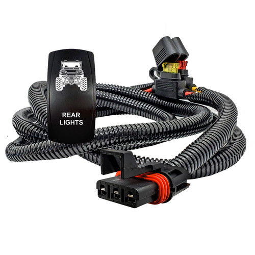 UTV REAR LIGHTS On/Off Rocker Switch with Pulse Power Busbar Plug Wire Kit Compatible with Polaris RZR PRO XP Ranger General ADV  2018-2026