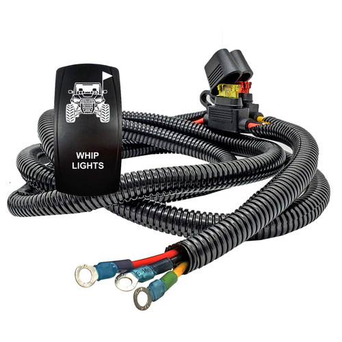 UTV WHIP LIGHTS On/Off Rocker Switch with Power Distribution Block Wire Kit Compatible with Can-Am Maverick X3 MAX Defender Commander Sport Trail 2018–2026