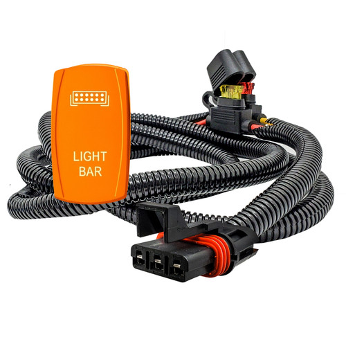 LIGHT BAR On/Off Yellow Rocker Switch with Pulse Power Busbar Plug Wire Kit Compatible with Polaris RZR PRO XP Ranger General ADV  2018-2026