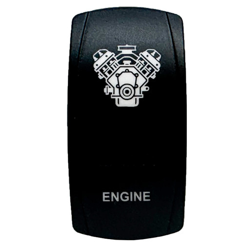 Engine | On / Off Momentary Rocker Switch | 4-Pin 20A Blue LED Backlit | Waterproof 12V – 48V | V-Engine Icon