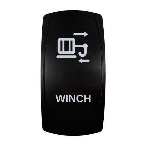 WINCH rocker switch with laser-etched winch icon, in daylight