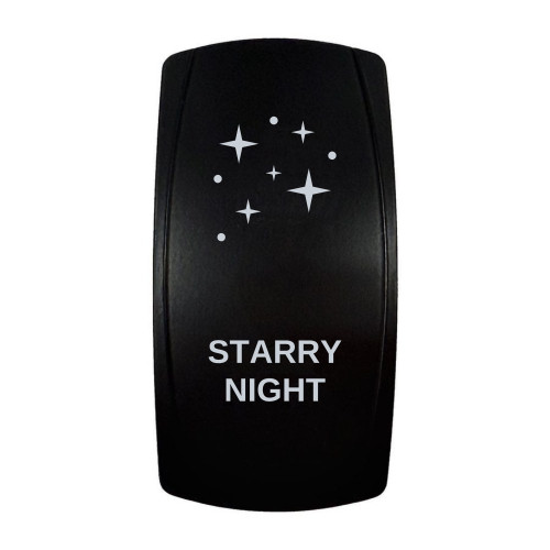 STARRY NIGHT rocker switch with laser-etched starry night icon, in daylight