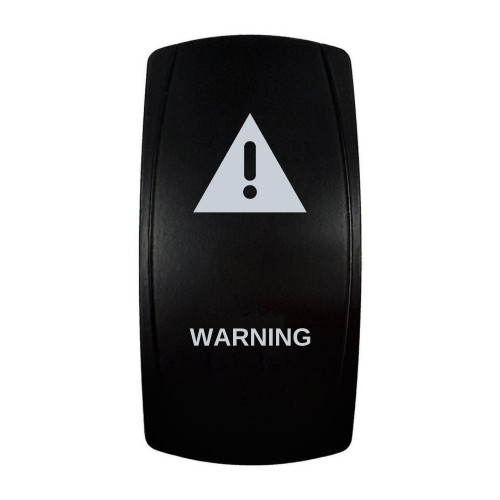 WARNING rocker switch with laser-etched warning icon, in daylight