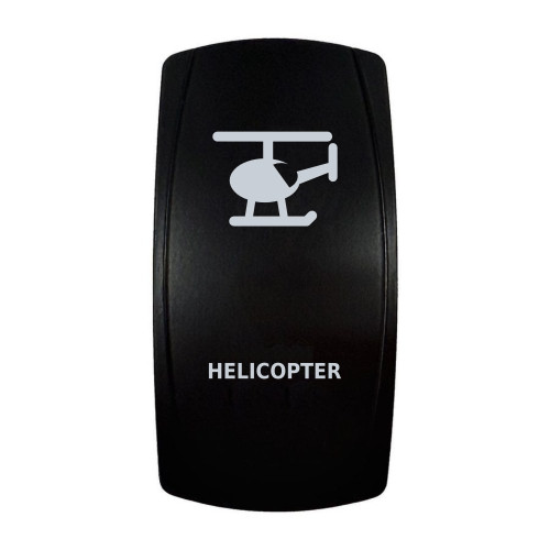HELICOPTER rocker switch with laser-etched helicopter icon, in daylight