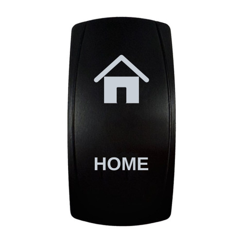 HOME rocker switch with laser-etched home icon, in daylight