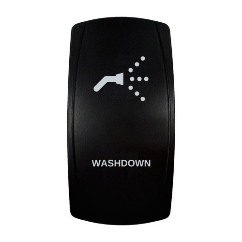 WASHDOWN rocker switch with laser-etched washdown icon, in daylight