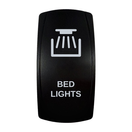 BED LIGHTS rocker switch with laser-etched cargo / bed lights icon, in daylight