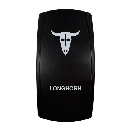 LONGHORN rocker switch with laser-etched longhorn skull icon, in daylight