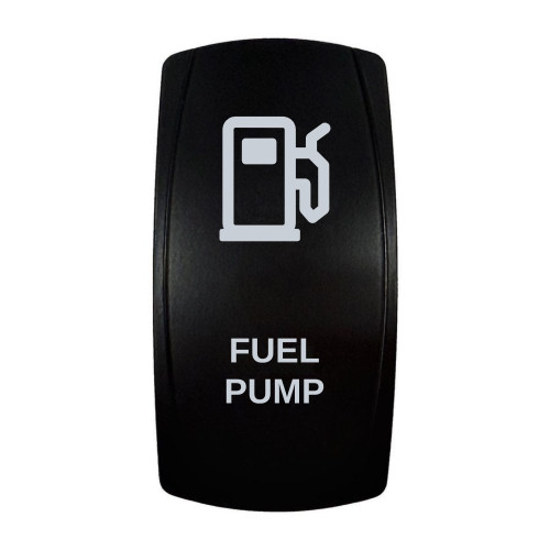 FUEL PUMP rocker switch with laser-etched gas pump / fuel icon, in daylight
