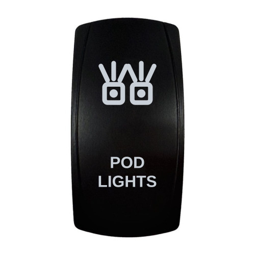 POD LIGHTS rocker switch with laser-etched pod lights icon, in daylight