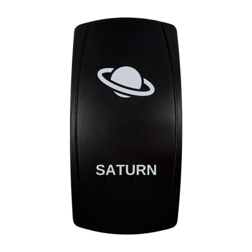 SATURN rocker switch with laser-etched ringed planet icon, in daylight