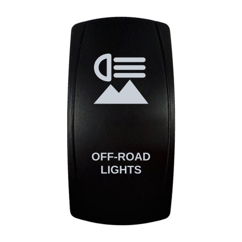 OFF-ROAD LIGHTS rocker switch with laser-etched off-road lights icon, in daylight
