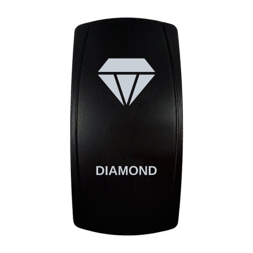DIAMOND rocker switch with laser-etched diamond icon, in daylight