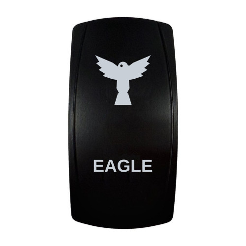 EAGLE rocker switch with laser-etched eagle icon, in daylight