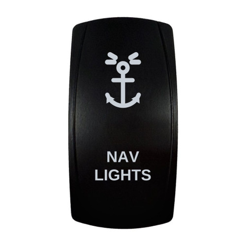 NAV LIGHTS rocker switch with laser-etched nav / anchor lights icon, in daylight