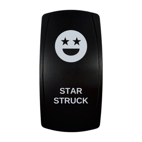 STAR STRUCK rocker switch with laser-etched star struck icon, in daylight