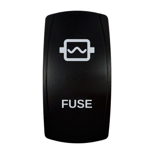 FUSE rocker switch with laser-etched fuse icon, in daylight