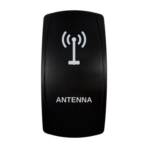 ANTENNA rocker switch with laser-etched antenna icon, in daylight