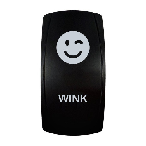 WINK rocker switch with laser-etched wink icon, in daylight