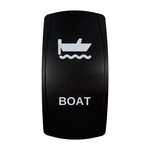 BOAT rocker switch with laser-etched boat icon, in daylight