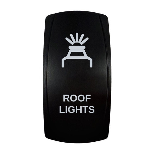 ROOF LIGHTS rocker switch with laser-etched roof lights icon, in daylight