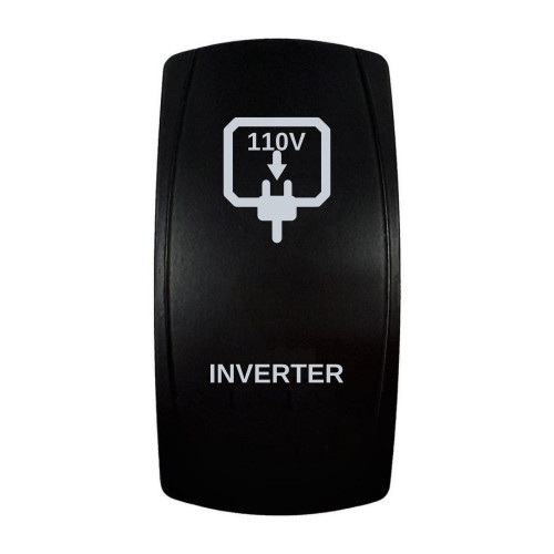 INVERTER rocker switch with laser-etched inverter / 110v icon, in daylight