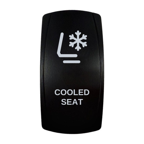 COOLED SEAT rocker switch with laser-etched cooled seat icon, in daylight